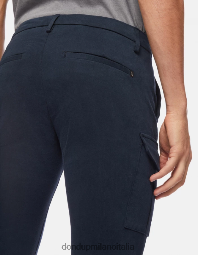 DONDUP hombres pantalones eddy slim de algodón vestir Azul marino AZX2Z0789