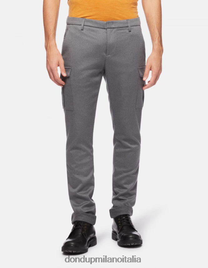 DONDUP hombres pantalones eddy slim fit de lana y algodón de 34 pulgadas vestir gris AZX2Z0788