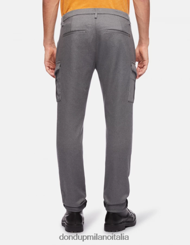 DONDUP hombres pantalones eddy slim fit de lana y algodón de 34 pulgadas vestir gris AZX2Z0788