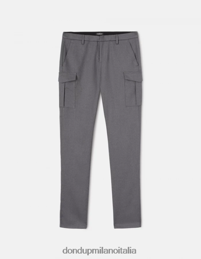 DONDUP hombres pantalones eddy slim fit de lana y algodón de 34 pulgadas vestir gris AZX2Z0788