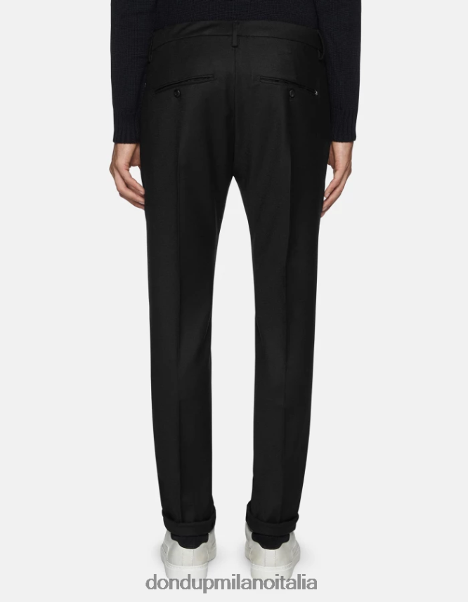 DONDUP hombres pantalones gaubert de franela slim vestir negro AZX2Z0787