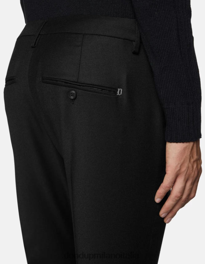 DONDUP hombres pantalones gaubert de franela slim vestir negro AZX2Z0787