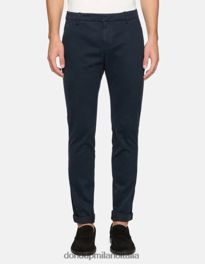 DONDUP hombres pantalones gaubert slim de algodón vestir Azul marino AZX2Z0690