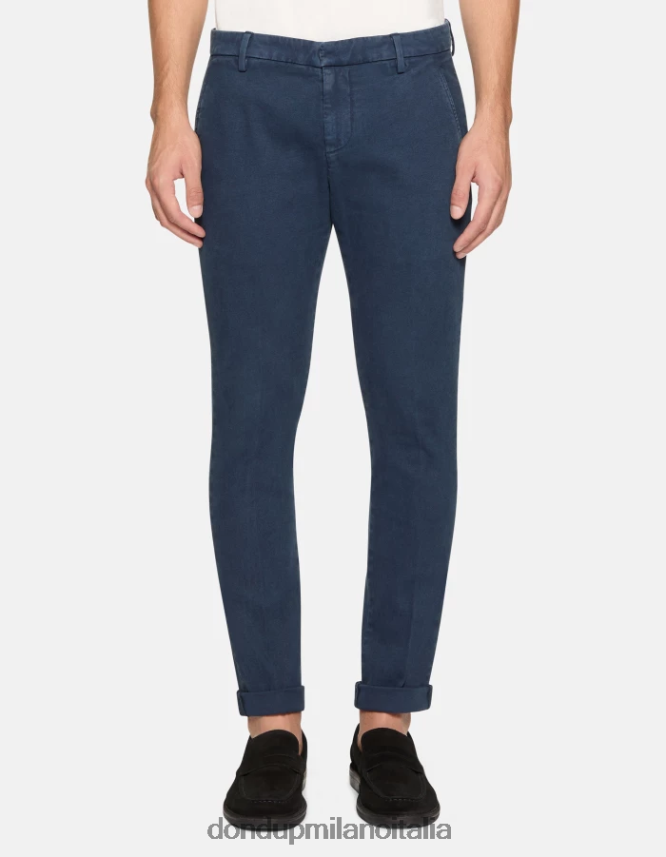 DONDUP hombres pantalones gaubert slim de algodón vestir Azul marino AZX2Z0711