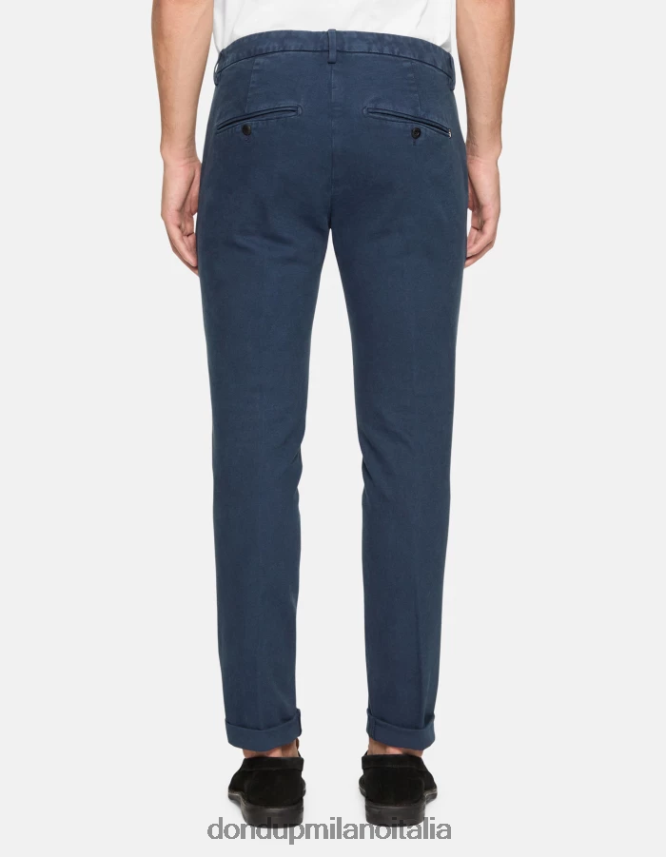 DONDUP hombres pantalones gaubert slim de algodón vestir Azul marino AZX2Z0711