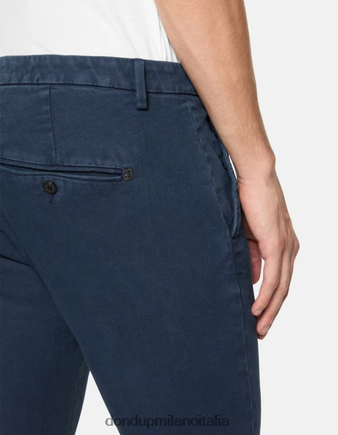 DONDUP hombres pantalones gaubert slim de algodón vestir Azul marino AZX2Z0711