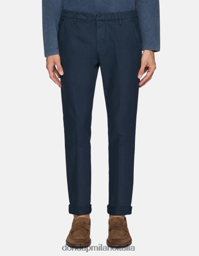 DONDUP hombres pantalones gaubert slim de algodón vestir Azul marino AZX2Z0778