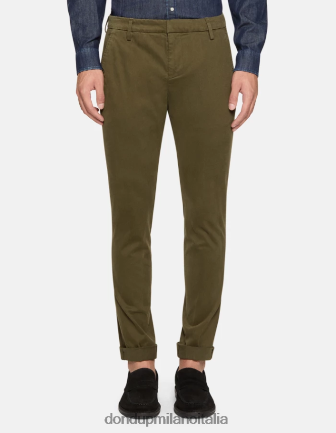 DONDUP hombres pantalones gaubert slim de algodón vestir ejercito verde AZX2Z0683