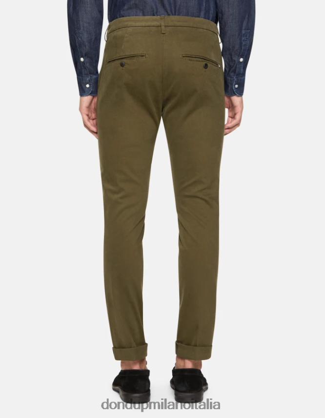 DONDUP hombres pantalones gaubert slim de algodón vestir ejercito verde AZX2Z0683