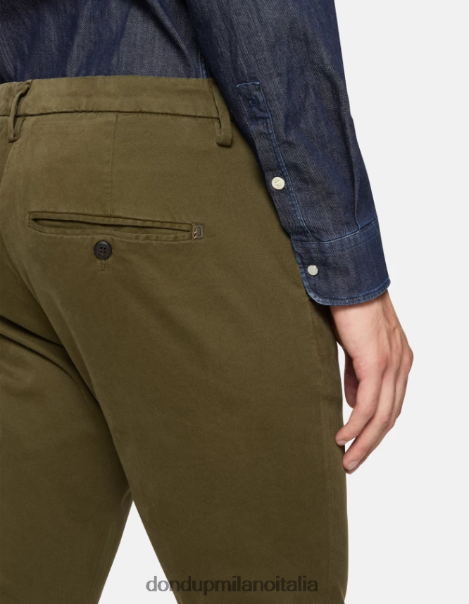 DONDUP hombres pantalones gaubert slim de algodón vestir ejercito verde AZX2Z0683