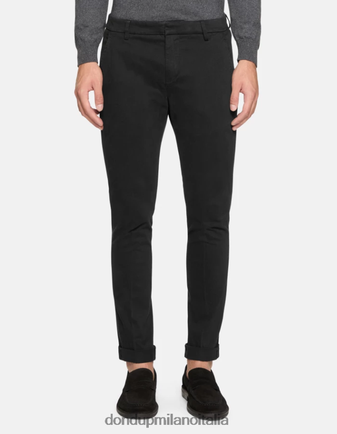 DONDUP hombres pantalones gaubert slim de algodón vestir negro AZX2Z0692