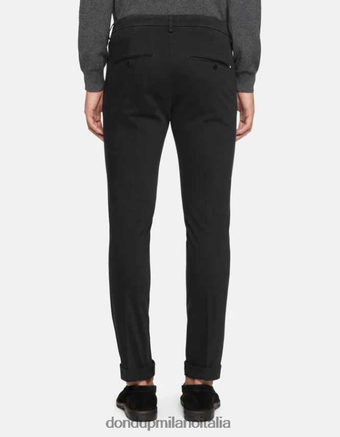 DONDUP hombres pantalones gaubert slim de algodón vestir negro AZX2Z0692