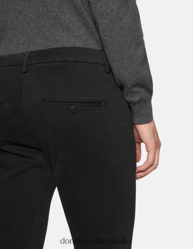 DONDUP hombres pantalones gaubert slim de algodón vestir negro AZX2Z0692