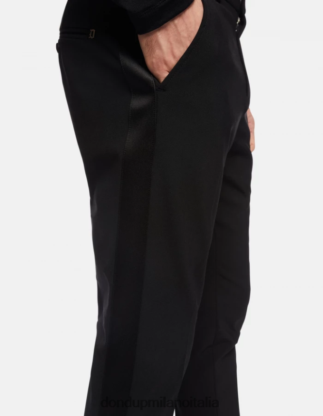 DONDUP hombres pantalones gaubert slim de lana vestir negro AZX2Z0740