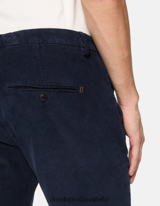 DONDUP hombres pantalones gaubert slim de terciopelo vestir Azul marino AZX2Z0767