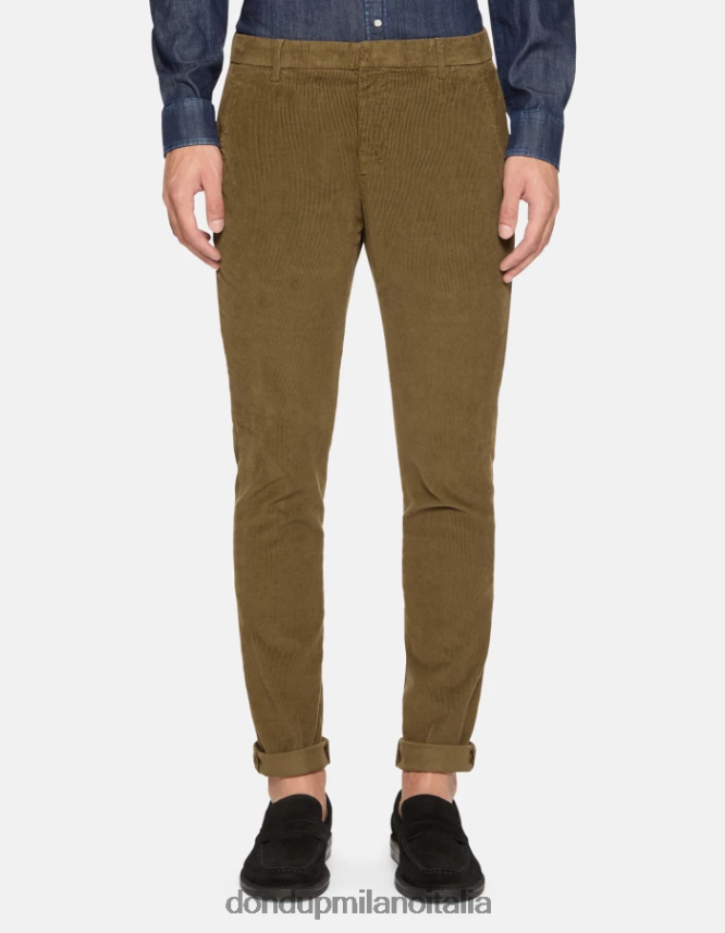 DONDUP hombres pantalones gaubert slim de terciopelo vestir ejercito verde AZX2Z0765