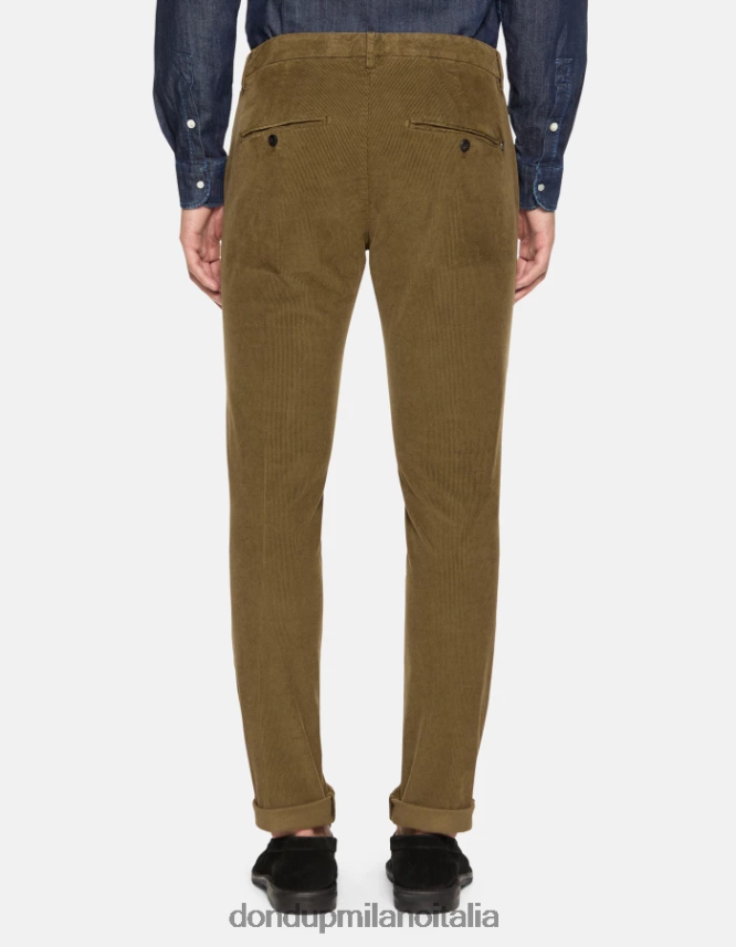 DONDUP hombres pantalones gaubert slim de terciopelo vestir ejercito verde AZX2Z0765