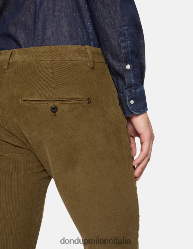 DONDUP hombres pantalones gaubert slim de terciopelo vestir ejercito verde AZX2Z0765