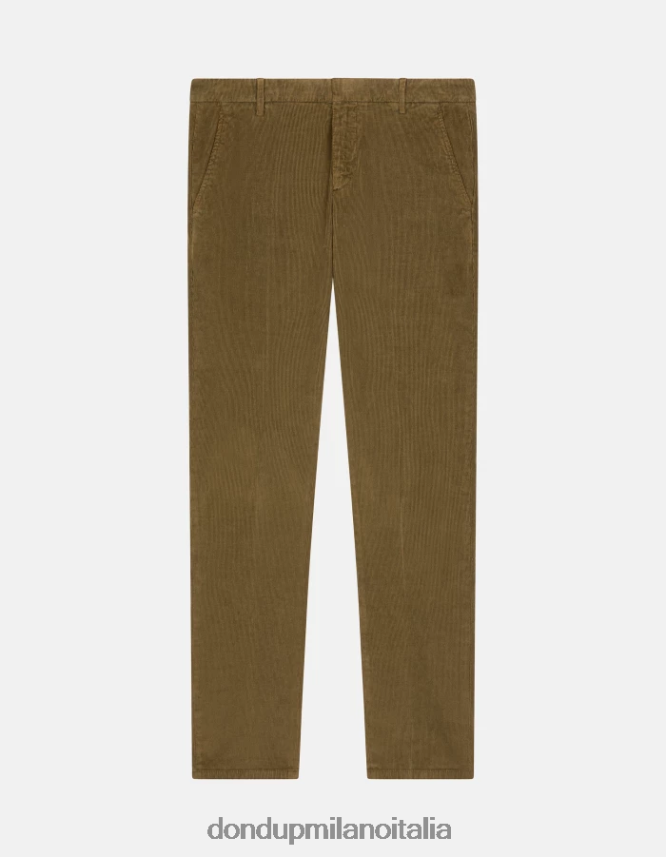 DONDUP hombres pantalones gaubert slim de terciopelo vestir ejercito verde AZX2Z0765