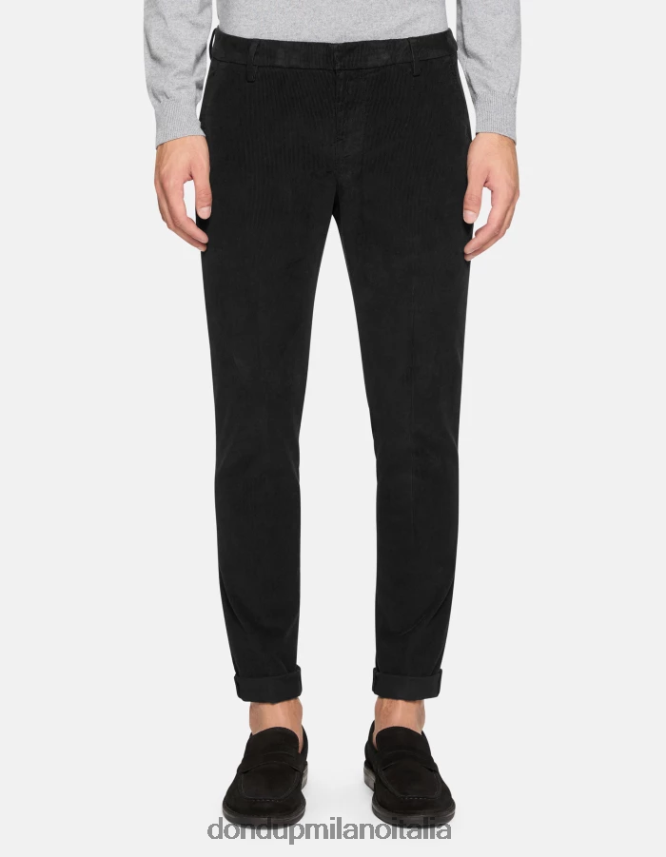 DONDUP hombres pantalones gaubert slim de terciopelo vestir negro AZX2Z0770