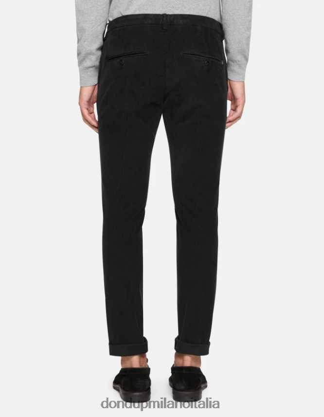 DONDUP hombres pantalones gaubert slim de terciopelo vestir negro AZX2Z0770