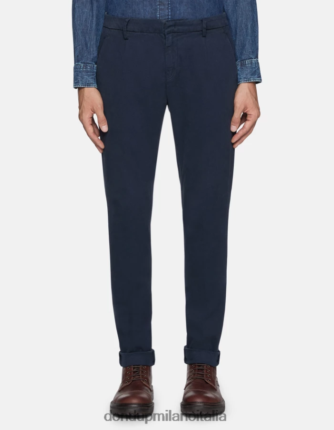 DONDUP hombres pantalones gaubert slim fit de algodón con pinzas vestir Azul marino AZX2Z0725