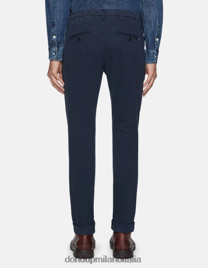 DONDUP hombres pantalones gaubert slim fit de algodón con pinzas vestir Azul marino AZX2Z0725