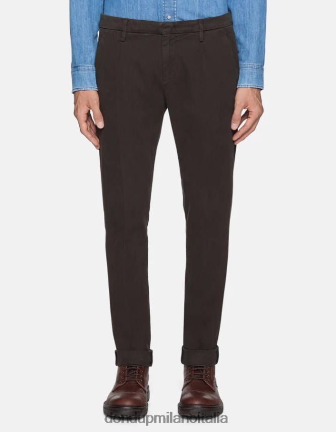 DONDUP hombres pantalones gaubert slim fit de algodón con pinzas vestir castoro AZX2Z0724