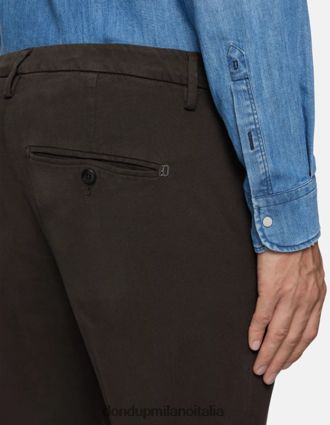 DONDUP hombres pantalones gaubert slim fit de algodón con pinzas vestir castoro AZX2Z0724