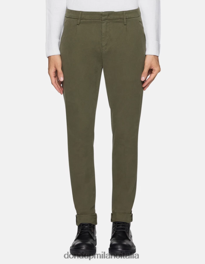 DONDUP hombres pantalones gaubert slim fit de algodón con pinzas vestir verde salvia AZX2Z0723