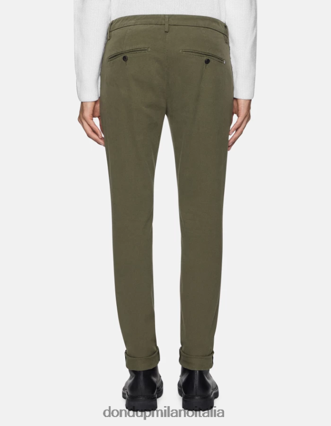 DONDUP hombres pantalones gaubert slim fit de algodón con pinzas vestir verde salvia AZX2Z0723