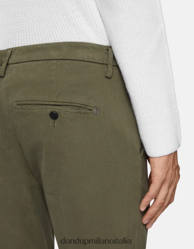 DONDUP hombres pantalones gaubert slim fit de algodón con pinzas vestir verde salvia AZX2Z0723