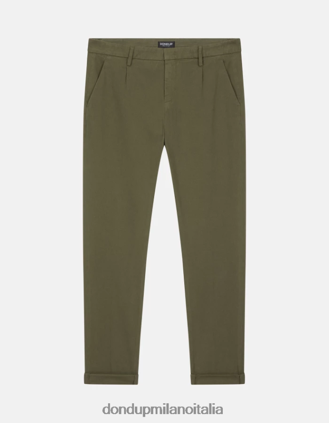 DONDUP hombres pantalones gaubert slim fit de algodón con pinzas vestir verde salvia AZX2Z0723