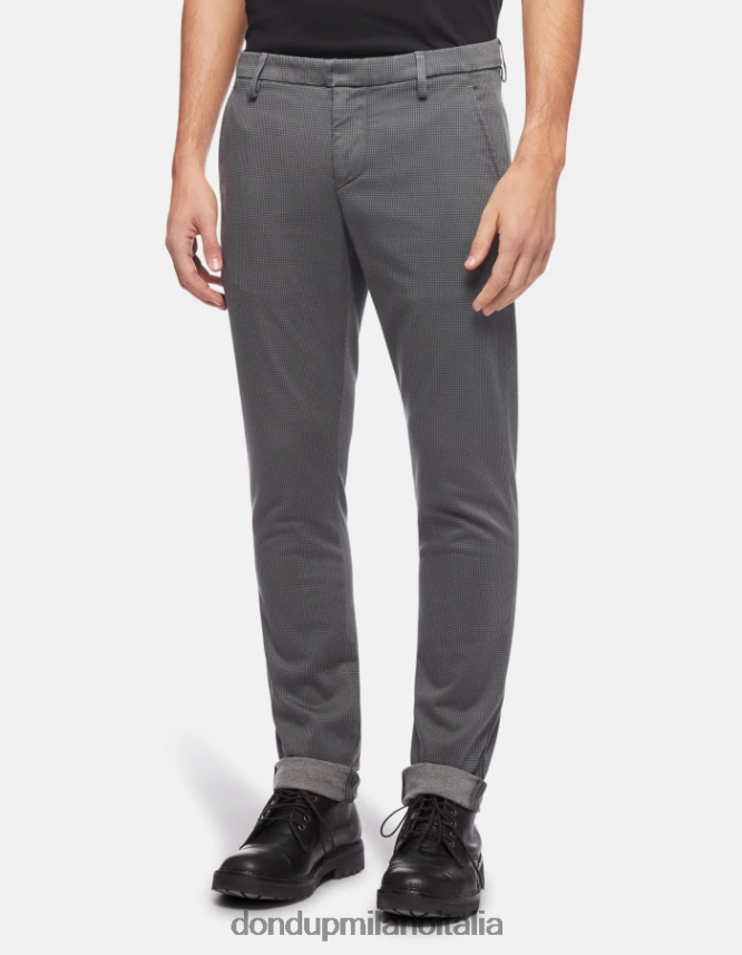 DONDUP hombres pantalones gaubert slim fit de algodón estampado vestir gris AZX2Z0773