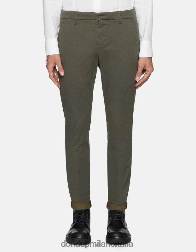 DONDUP hombres pantalones gaubert slim fit de algodón estampado vestir verde salvia AZX2Z0781