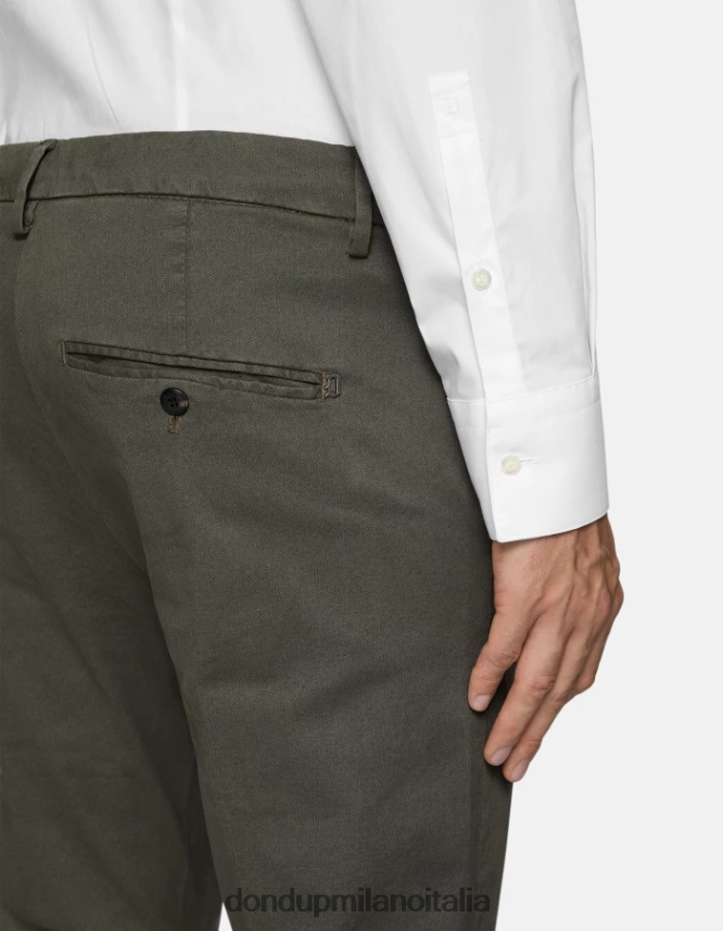 DONDUP hombres pantalones gaubert slim fit de algodón estampado vestir verde salvia AZX2Z0781