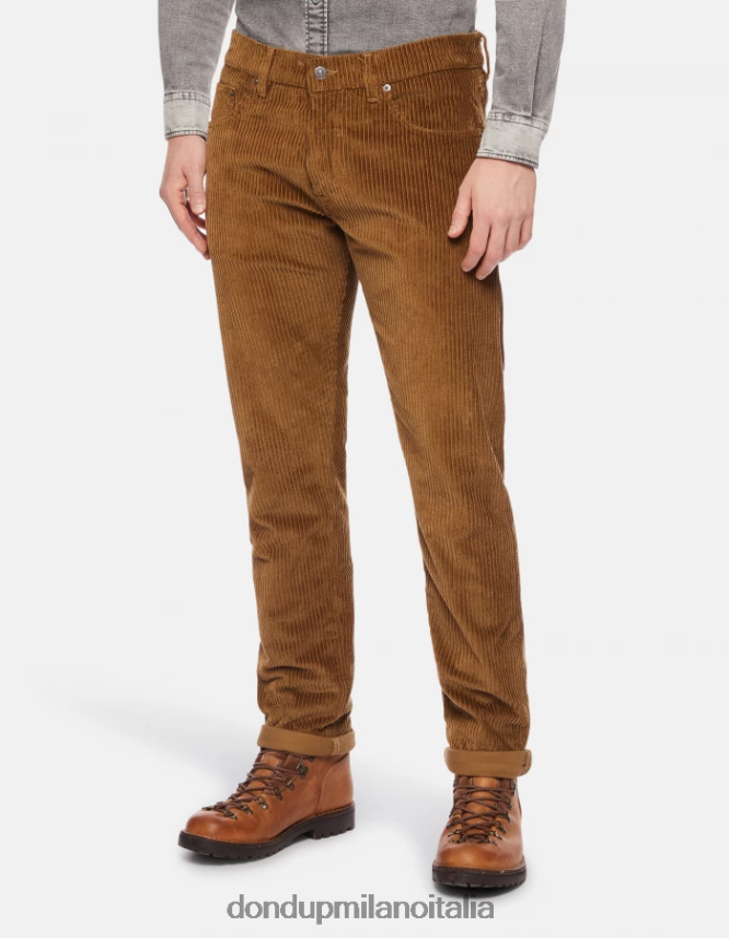 DONDUP hombres pantalones icon regular fit de terciopelo de 34 pulgadas vestir canela AZX2Z0558