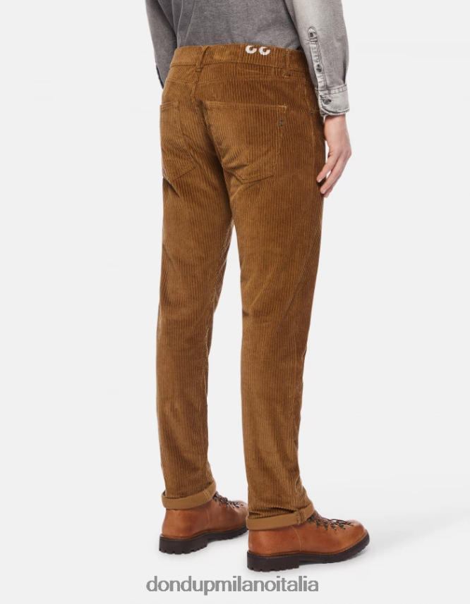 DONDUP hombres pantalones icon regular fit de terciopelo de 34 pulgadas vestir canela AZX2Z0558