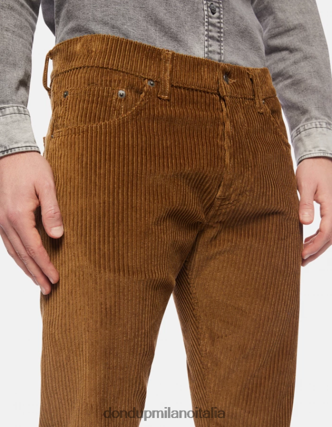 DONDUP hombres pantalones icon regular fit de terciopelo de 34 pulgadas vestir canela AZX2Z0558