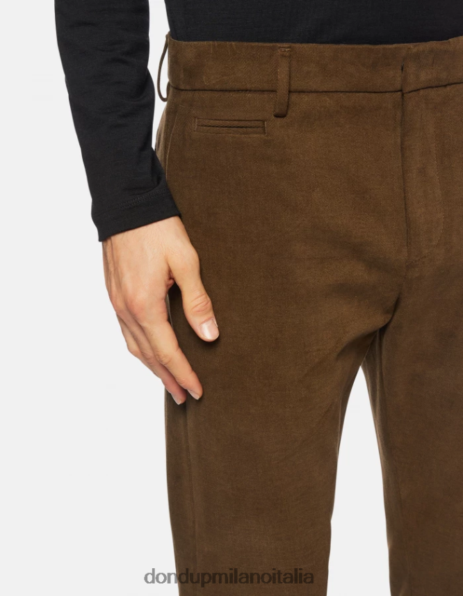 DONDUP hombres pantalones joe carrot fit de algodón vestir verde militar AZX2Z0700