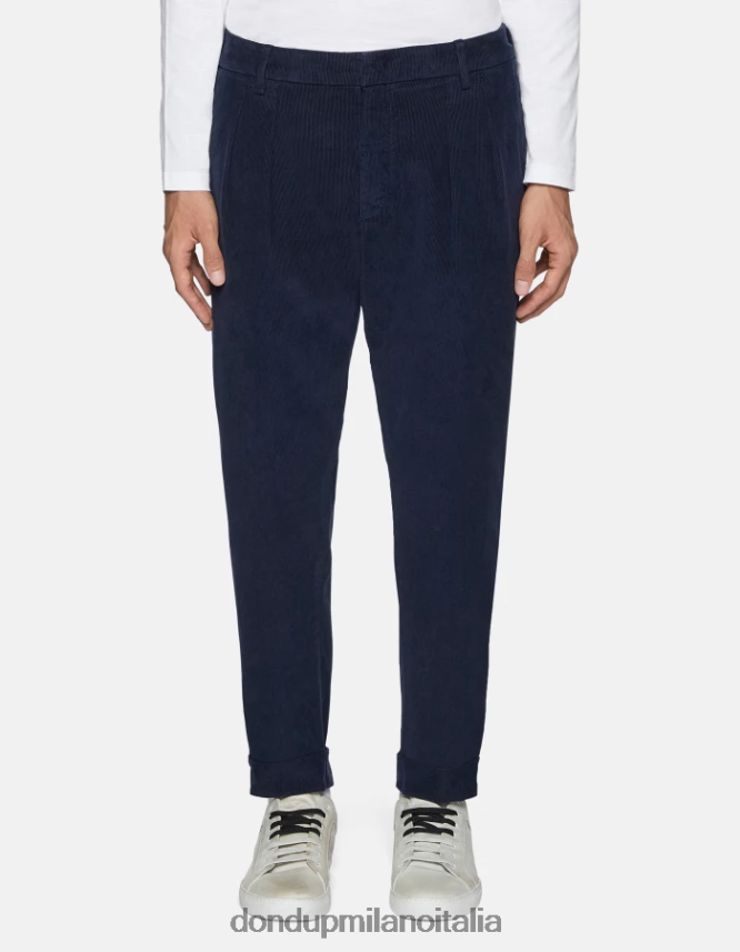 DONDUP hombres pantalones oscar carrot-fit de terciopelo vestir Azul marino AZX2Z0734