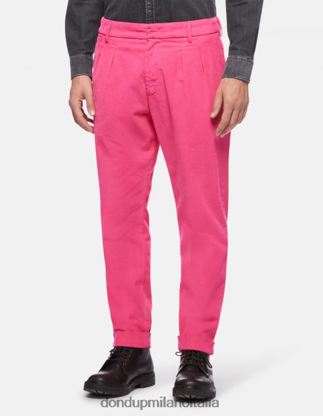 DONDUP hombres pantalones oscar carrot-fit de terciopelo vestir orquídea AZX2Z0736