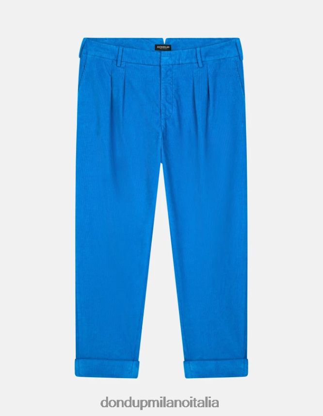 DONDUP hombres pantalones oscar carrot-fit de terciopelo vestir turquesa AZX2Z0737