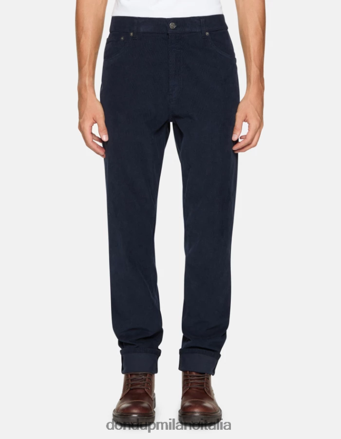 DONDUP hombres pantalones paco holgados de terciopelo de 34 pulgadas vestir Azul marino AZX2Z0579