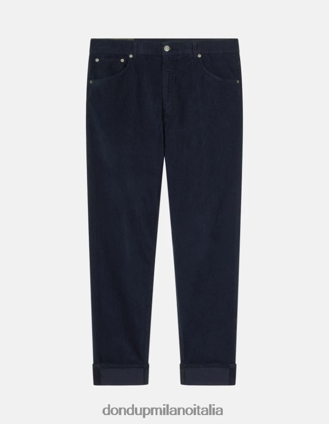 DONDUP hombres pantalones paco holgados de terciopelo de 34 pulgadas vestir Azul marino AZX2Z0579