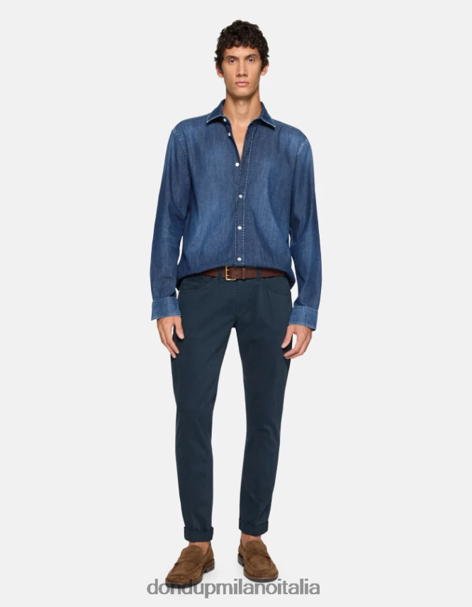 DONDUP hombres pantalones pitillo de algodón george vestir Azul marino AZX2Z0647