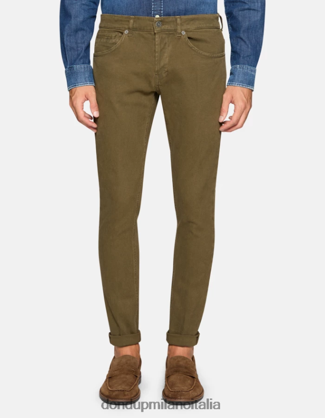 DONDUP hombres pantalones pitillo de algodón george vestir ejercito verde AZX2Z0650