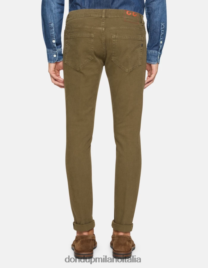 DONDUP hombres pantalones pitillo de algodón george vestir ejercito verde AZX2Z0650