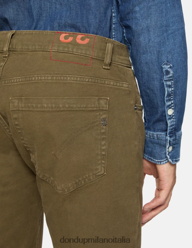 DONDUP hombres pantalones pitillo de algodón george vestir ejercito verde AZX2Z0650