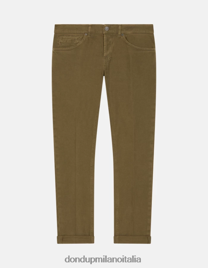 DONDUP hombres pantalones pitillo de algodón george vestir ejercito verde AZX2Z0650